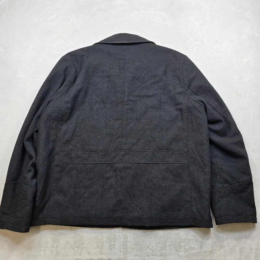 Levi Strauss Wool Bomber Jacket Mens‎ XL Dark Gray Zip Quilted Lined